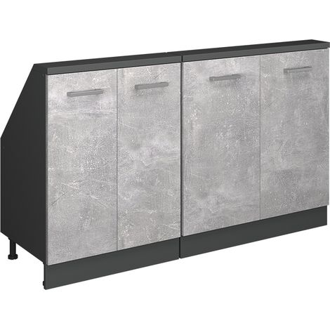 Ensembles de meuble de rangement sous pente Rion, Béton/Anthracite, Lot de 2, Vicco