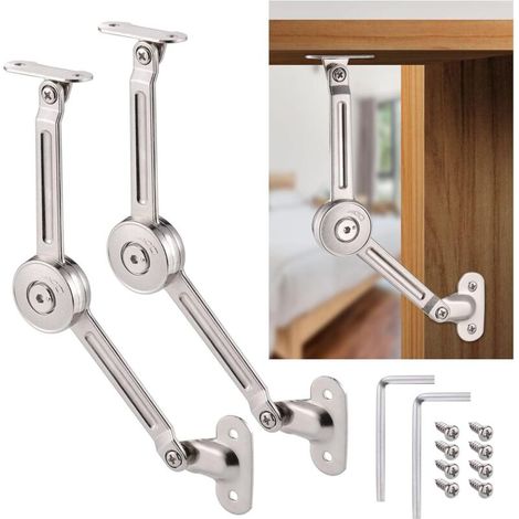Stück Soft-Close-Deckelscharniere mit Schrauben und Inbusschlüssel, satiniertes Nickel, Tragkraft 18 kg, Deckelhalterscharnier für Schränke, Spielzeugkisten-Hebemechanismus