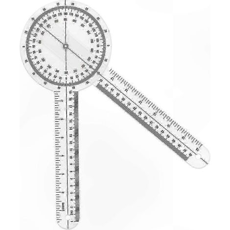 12-Zoll-Orthopädie-Goniometer aus transparentem Kunststoff, 360°-Winkelmessgerät zur Beurteilung von Wirbelsäule und Gelenken (1/5)