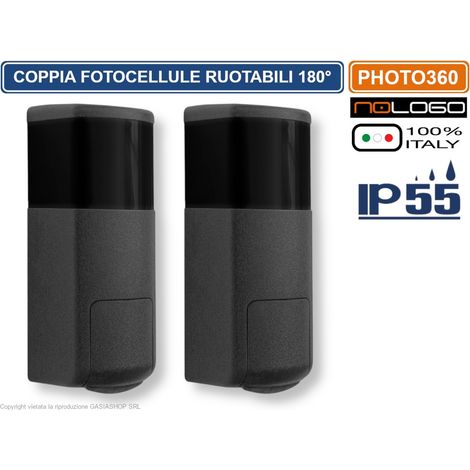 NOLOGO PHOTO360 COPPIA FOTOCELLULE INFRAROSSO PER CANCELLI E PORTE AUTOMATICA ORIENTABILI 180° IP55 DC 12/24V (1/4)