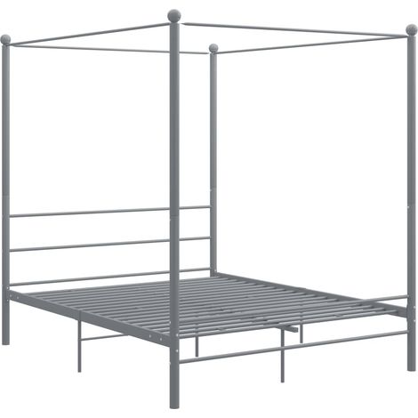 Maison Exclusive - Himmelbett Grau Metall 160x200 cm