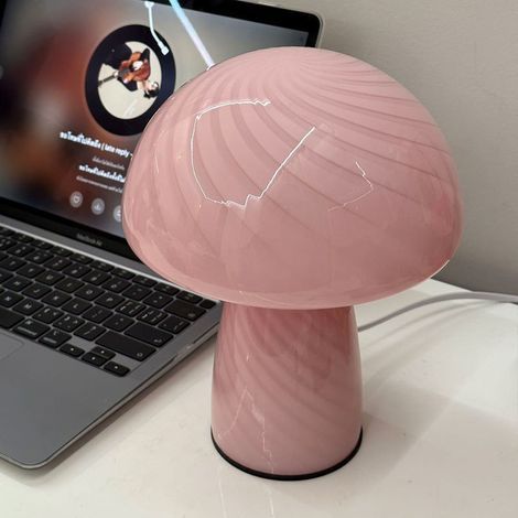 LAN Moderne Pilz-Tischleuchte aus Glas, LED-Tischleuchte, Schlafzimmer-Nachtlicht, Dekoration, Rosa [Energieklasse A] (1/5)