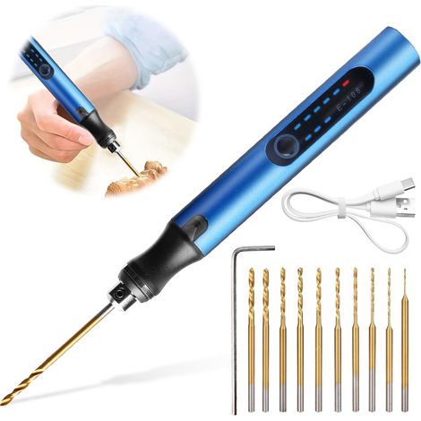 Mini perceuse électrique rechargeable à 3 vitesses, avec 10 forets et foret pour la fabrication de bijoux en résine de bois, circuit imprimé (1/5)
