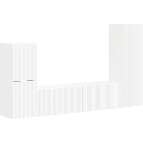 TV Cabinet Set Wall-mounted 4 pcs White Engineered Wood vidaXL