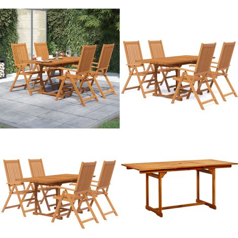 Juego de comedor de jardín 5 piezas madera maciza de acacia 120-170 cm - Comedor de jardín - Sillas de jardín