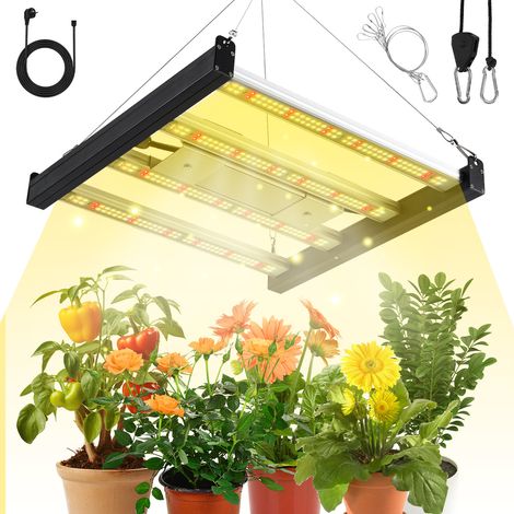 Wolketon Lampe de culture LED 120W plein spectre – 4 barres lumineuses dimmables, idéale pour culture indoor de plantes, jardin ou serre, couleur noire (1/5)