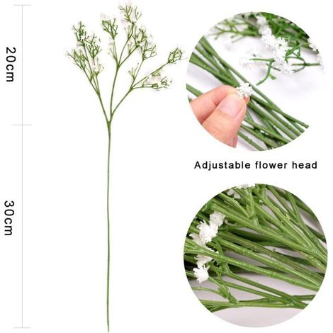 Gypsophila artificiale, 12 fiori di seta bianca per matrimoni, feste, spose e decorazioni per ufficio. (1/4)