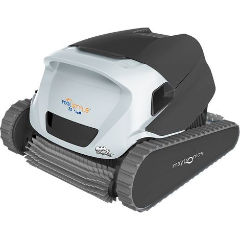 Maytronics Dolphin – Robot piscine Dolphin Poolstyle 35 – Nettoyage fond et parois jusqu'à 12m – Brosse active PVC – Câble 18m – Débit 15m³/h