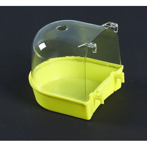 Bain d'oiseaux pour perroquets avec mangeoire à crochet, compatible avec la plupart des cages, douchette suspendue pour perruches ondulées, calopsittes, canaris, convient aux cages suspendues 1 pièce (1/5)
