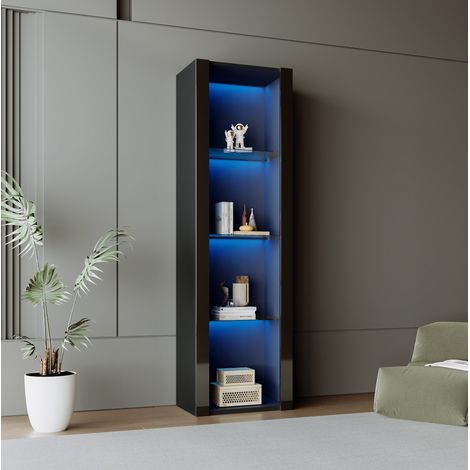 mobile contenitore 55x38x166 vetrina LED APP nero alto OKMYHOME (1/5)