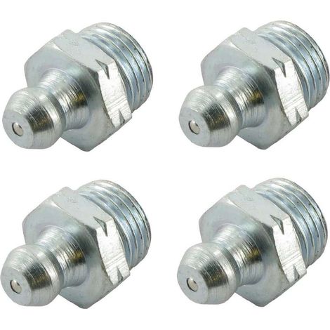 Lot de 4 graisseurs 1/8 BSP angle 180° – Pour pompes à graisse manuelles – Applications agricoles et engins comme tracteurs et tractopelles