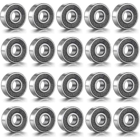 Roulements à billes de précision 608 (8 x 22 x 7 mm) compatibles avec skateboards, rollers et imprimantes 3D - Lot de 20 (1/5)