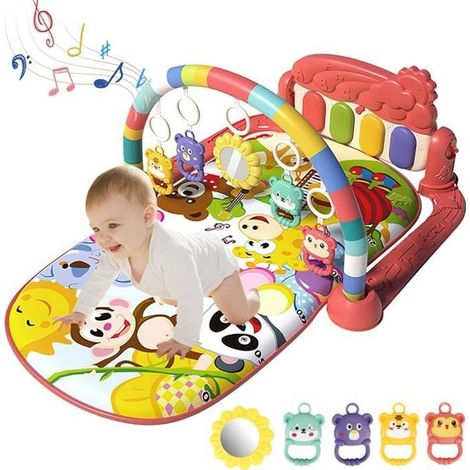 Tapis d'éveil bébé musical - PIMPIMSKY - Piano de Fitness - Rouge - Avec arche jouet (1/4)
