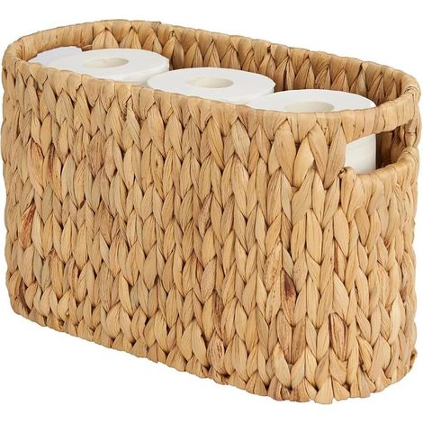 Porte-papier toilette en osier pour 6 rouleaux, poignées (1/5)