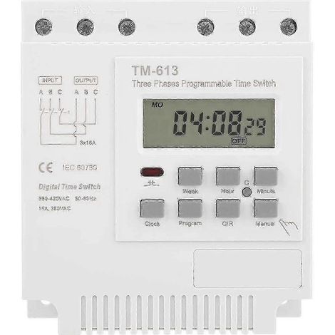 Relais horaire numérique intelligent 380 V, TM-163, minuterie programmable hebdomadaire pour bassin à poissons triphasé (1/5)