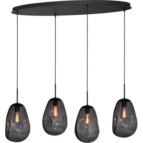 Lampe suspendue Lava Oval 4x verre fumé Ø 22,5cm - 2764-05-100-40-40560