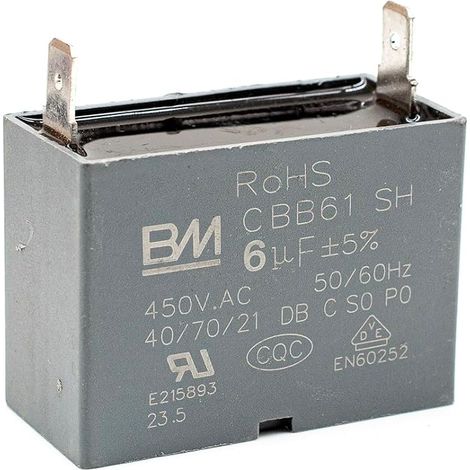 CBB61 Lot de 1 condensateur 2 broches CBB61 450 V 0,5 0,8 1 1 1,2 1,5 2 2,5  20 uf Fans Condensateur de démarrage de moteur en option pour 2 broches (5uf)