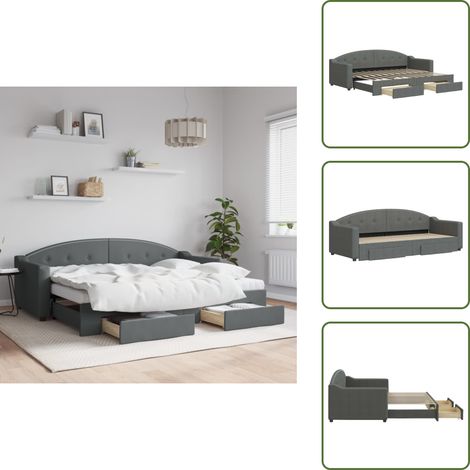 Divano letto 2 in 1 - vidaXL Divano Letto Estraibile Cassetti Grigio Scuro 80x200cm Tessuto - Letto per ospiti
