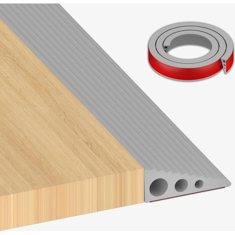 Rampe de Seuil de Porte,2.5x6.5x100cm Barre de Seuil Adhesive Gris Rampe de Seuil en Caoutchouc Compensation de Hauteur pour Fauteuils Roulants, Robot Aspirateur, Ouvertures de Portes (1/5)