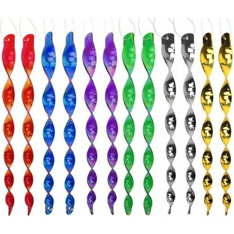 Bird Repeller, 12 Pcs Scarecrow Bird Deterrent Wind Reflective Wind Spiral Rotating Repeller for Scaring Birds, 6 Colors (30CM) (1/5)