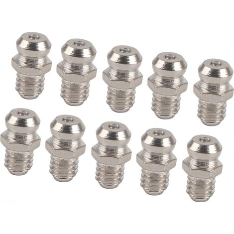Set di 10 ugelli di ricambio in metallo per ingrassatore, accessori di lubrificazione resistenti alla ruggine per applicazioni automobilistiche, motociclistiche e industriali (M6 Dritto) -Crezuo