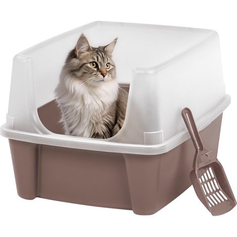 Iris Ohyama, Bac à Litière avec Bords hauts, pour chat, Taupe, CLH-12