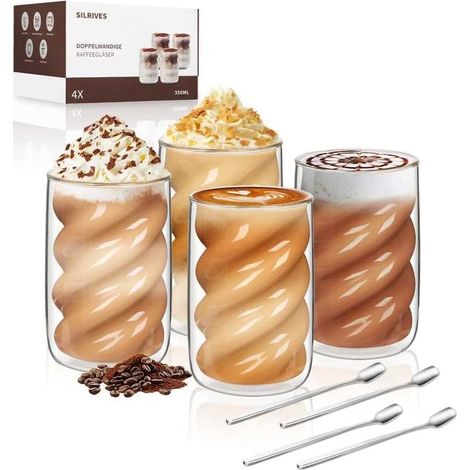 Ensemble 4 Verres Latte Macchiato Double Paroi 350 ml