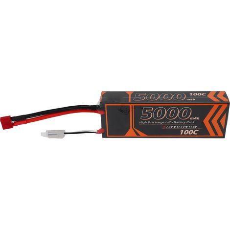 Batterie LiPo 7.4V 5000mAh 2S 100C avec Connecteur Rouge en T pour Modèles RC - Boîtier Renforcé (1/5)