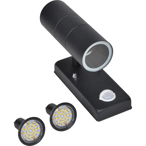 Lampe murale à LED avec capteur ajustable 6 x 11,5 x 22 cm éclairage écologique extérieur en acier inoxydable noir (1/5)