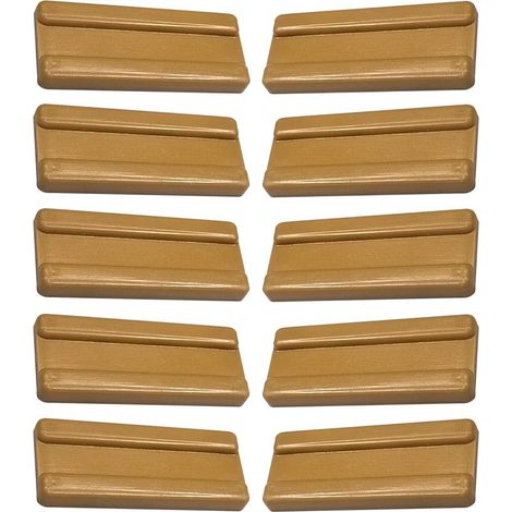 10x Mini distanziatori a cuneo in plastica avvitabili da 39x16 mm per pareti, pavimenti, gambe di mobili, tavoli, sedie, protezione per parquet, marrone chiaro (1/3)