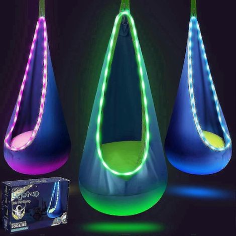 Fauteuil à bascule sensoriel lumineux LED avec coussin gonflable pour enfants, intérieur/extérieur, lecture et détente (1/5)