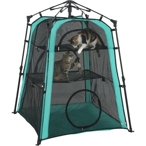 PawHut 3-Tier Cat Tent, Portable Pet Tent for Indoor Outdoor