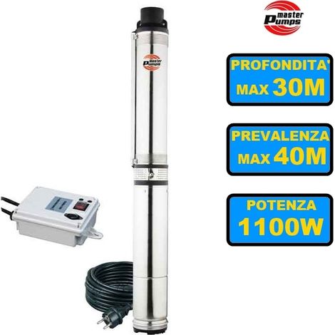 Pompa sommersa/ad immersione/pompa di profondità acque chiare/bianche/clear water 1100W Elem Master Pump - MPDEEP1100-45M