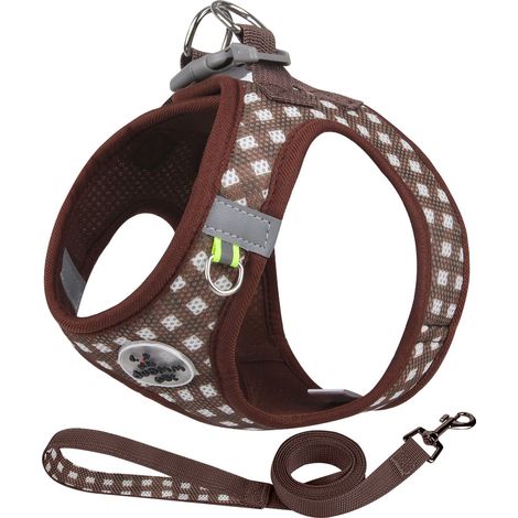 Anti-Zug-Hundegeschirr (braun) mit Leine für kleine und mittelgroße Hunde und Katzen, Schokoladenbraun, Größe S (1/5)