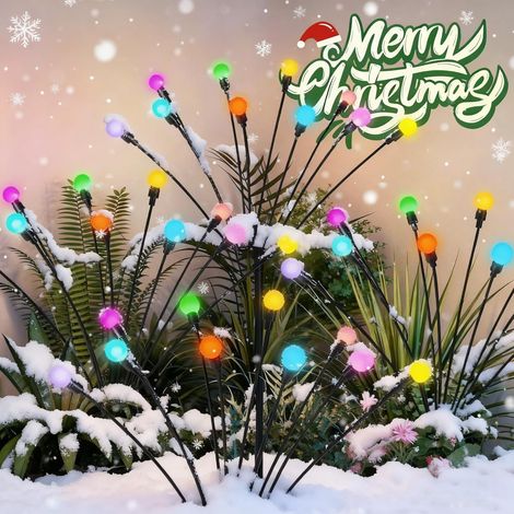 Décorations de Noël solaires, guirlandes lumineuses solaires de 80 DEL à lucioles étanches pour l'extérieur, lumières de jardin pour la décoration de la cour, du porche et du patio (lot de 8 (1/5)