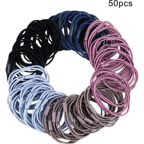 Elastique Cheveux - Accessoire Coiffure 3 En 1 Pour Cheveux Epais Et Bouclés - Lot De 50 Pièces (1/5)