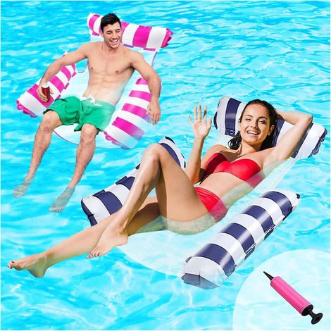 2 Pièces Bouee Piscine Matelas Gonflables pour Piscine Hamac Gonflable Piscine 4 en 1 Flottant de Inclinable Flotteur Hamac Flottant Hamac Gonflable pour Adultes und Enfant (1/5)