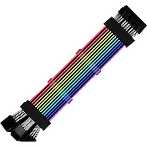 Câble d'extension lumineux 24 broches pour carte mère ATX, 8 broches (6+2) pour carte graphique - Trois connecteurs 8 broches - (1/4)
