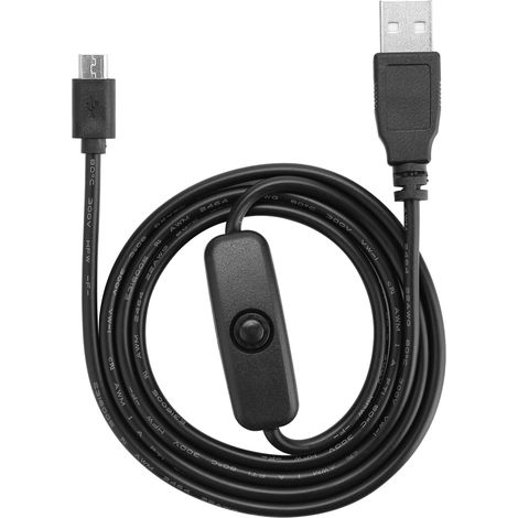 Câble de charge micro USB avec interrupteur marche/arrêt pour Raspberry Pi 3 / 2 / B / B+ / A
