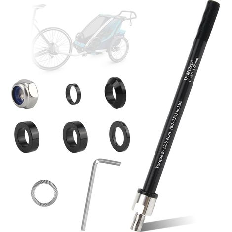 Adaptateur M12 pour Remorque de Vélo Adaptateur D'axe 160-178mm Longueur de Tige Réglable Axe Roue Compatible avec La Plupart des Attelages de Remorque de Vélo (1/5)