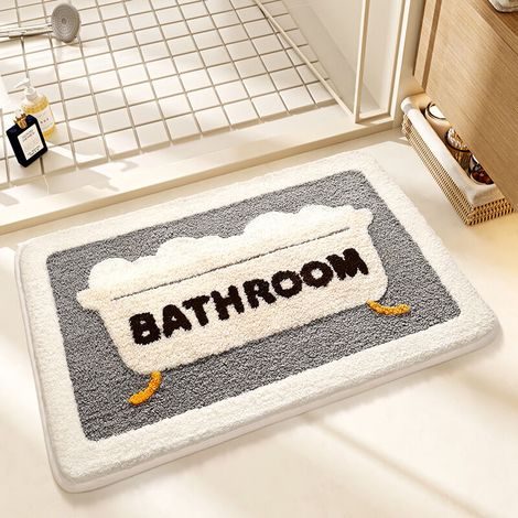 Tapis de bain antidérapant gris, tapis décoratif –