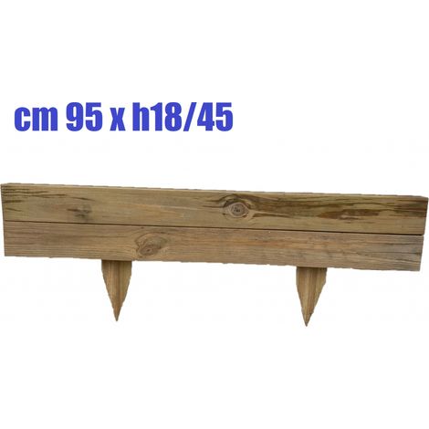 Bordura Steccato Rigida Extraforte Orizzontale per Aiuole Giardino in Legno di Pino- cm L95 XH18/45