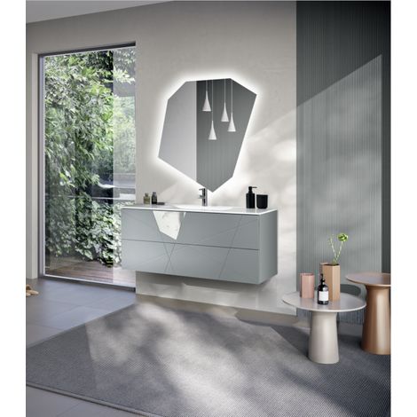 Mobile da bagno sospeso moderno CRIZIA base 120 con lavabo, GRIGIO OPACO (1/5)