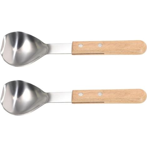 Toyvian Cuillère à Glace Cuisine en Acier Inoxydable avec Manche Bois (1/5)
