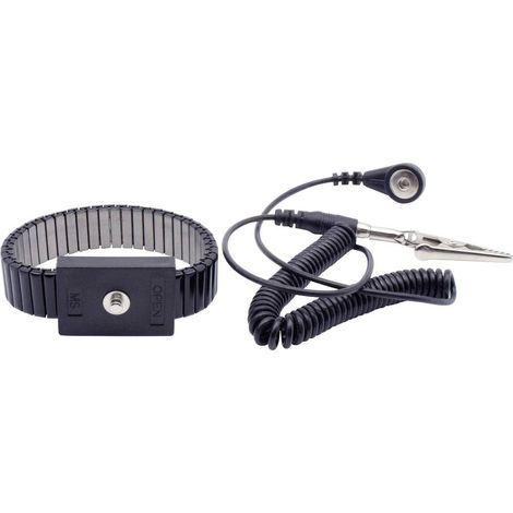 Quadrios Cinturino da polso ESD Nero Connettore a pressione 4 mm (1/4)