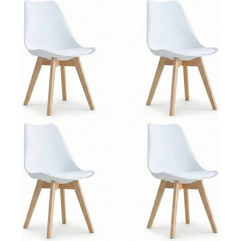 Set 4 Sedie Moderne Ergonomiche Cucina Pranzo Soggiorno 49x43x82 cm bianco