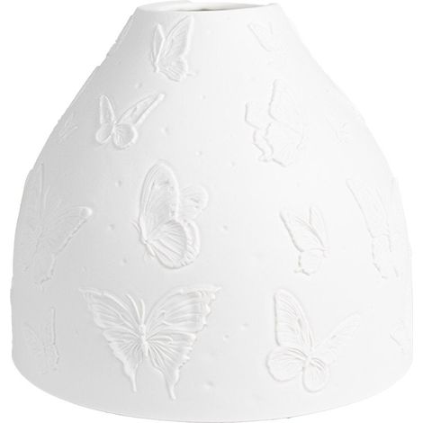 Abat-jour pour suspension luminaire en porcelaine blanche avec motifs papillons Ø 15 x 12 cm - PANGIVO