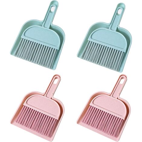 Lot de 4 mini balais, pelle à poussière et balais, avec pelle, plateau portable, demi-cercle, pelle à poussière pour bureau, cuisine (1/5)