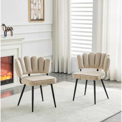 Chaises salle manger lot de 2 velours noir OKMYHOME (1/5)