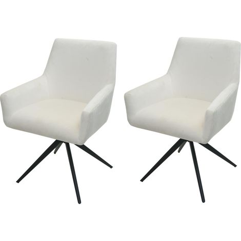 Set 2x sedie poltroncine con seduta girevole HHG-081 tessuto avorio beige